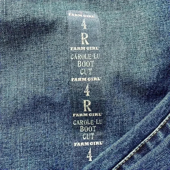 FARM GIRL & FEED Co. Carole-Lu low rise Boot Cut denim jeans women size 4R x 32 - Picture 12 of 16